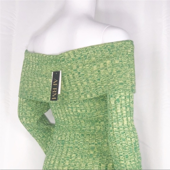 AFRM Green &Yellow Marled Long Sleeves Off Shoulder Bodysuit Sweater Size Medium - Picture 7 of 16